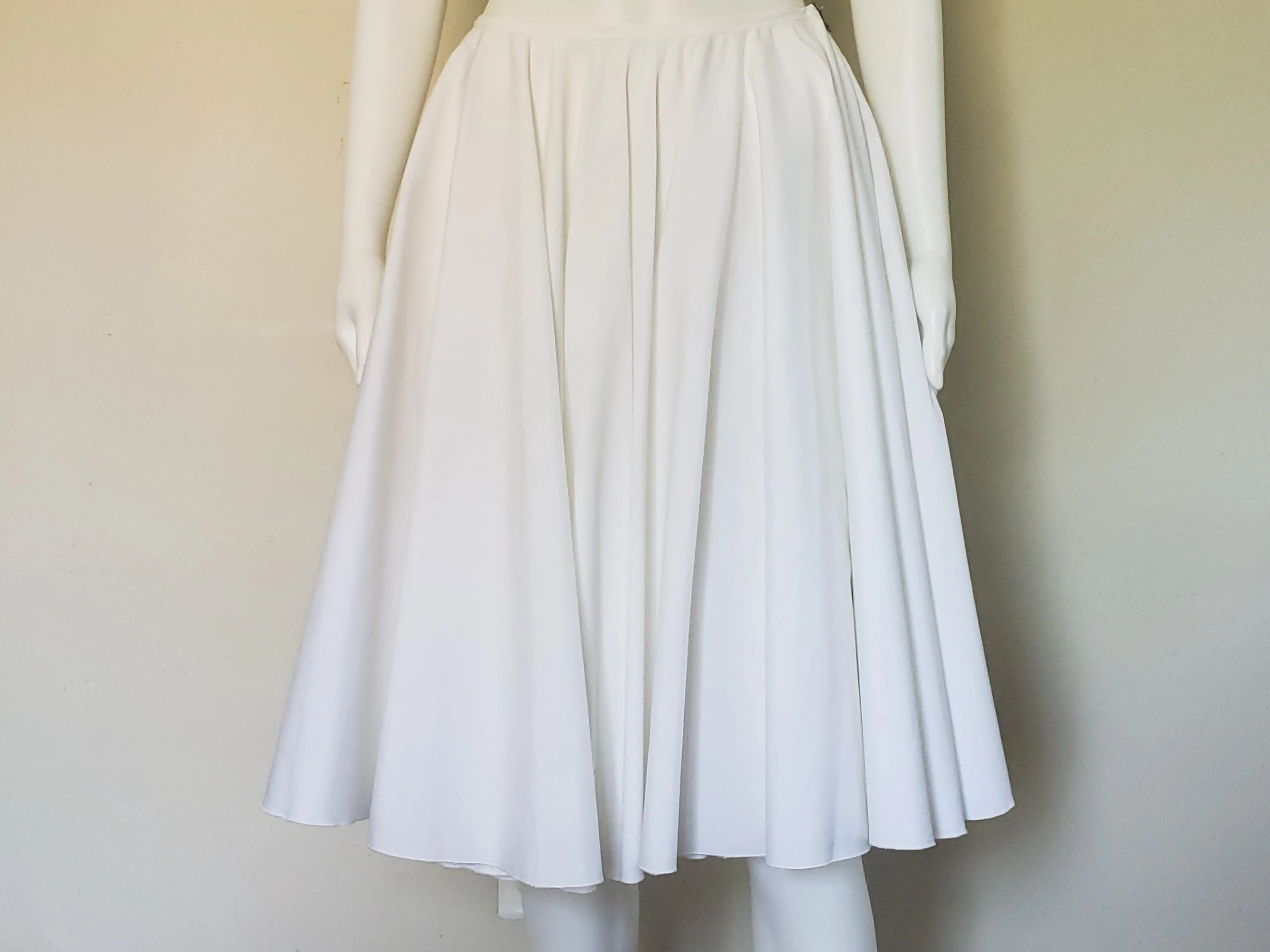 00's White Cotton Pleated Circle Skirt by Prada