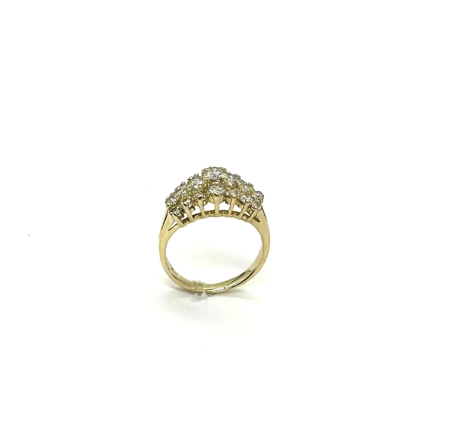 1.50 CTW 3 Row Round Diamond Pyramid Ring in 14K Yellow Gold