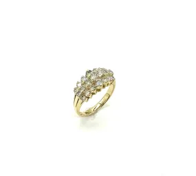 1.50 CTW 3 Row Round Diamond Pyramid Ring in 14K Yellow Gold