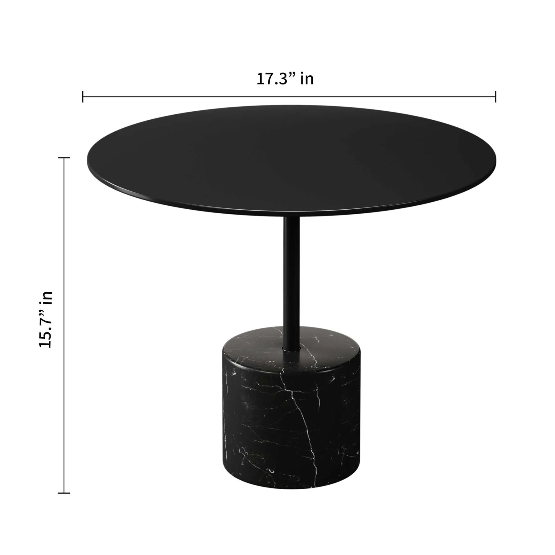 17" Black Steel Round Coffee Table By Homeroots