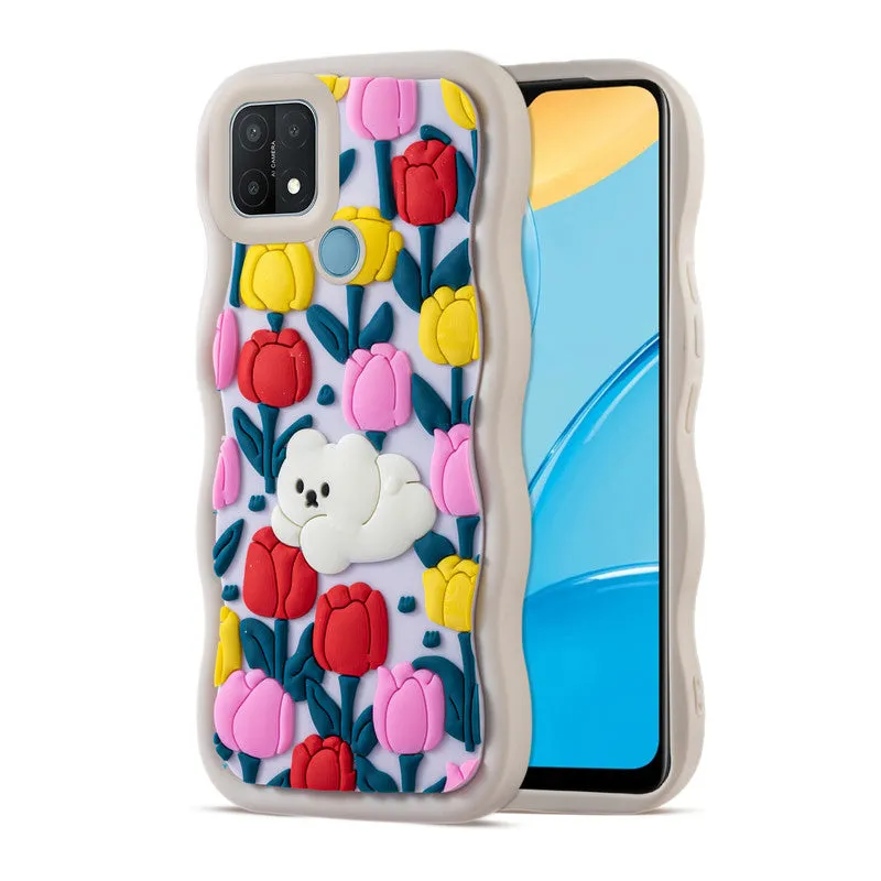 3D Silicone Soft Wave Edges Mobile Back Case For Oppo A15