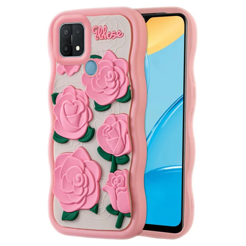 3D Silicone Soft Wave Edges Mobile Back Case For Oppo A15