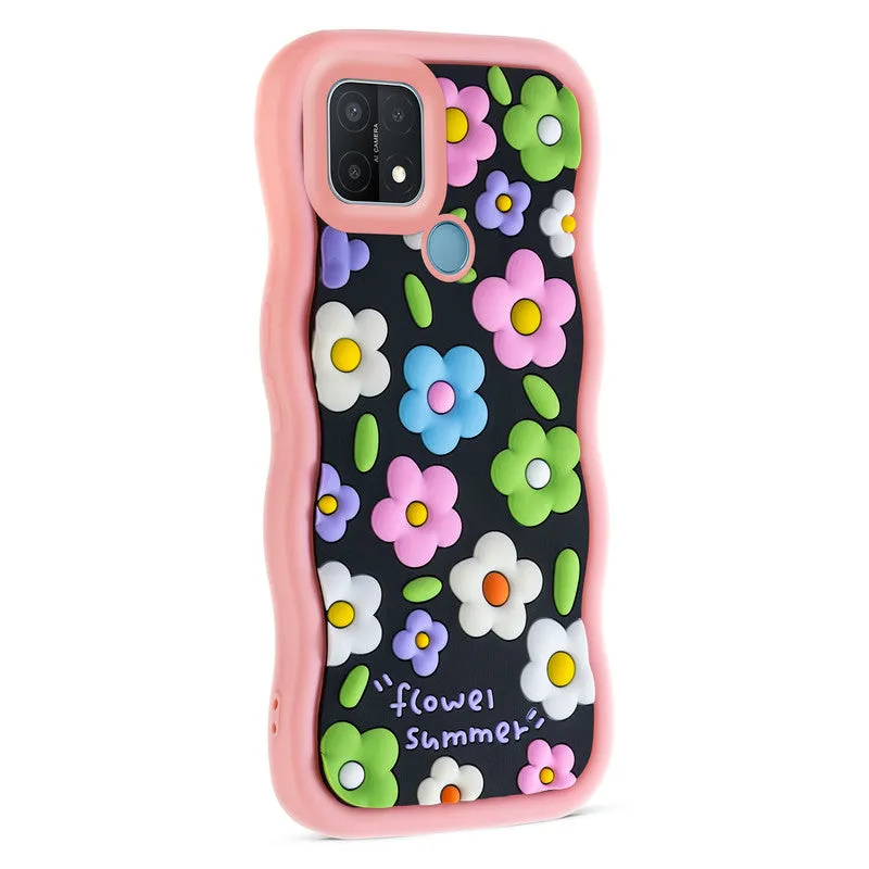 3D Silicone Soft Wave Edges Mobile Back Case For Oppo A15