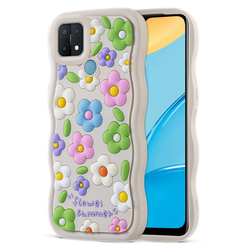 3D Silicone Soft Wave Edges Mobile Back Case For Oppo A15