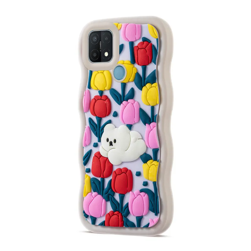 3D Silicone Soft Wave Edges Mobile Back Case For Oppo A15