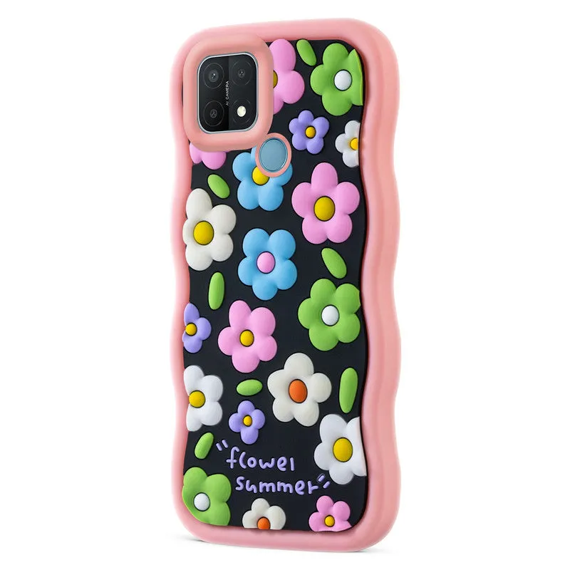 3D Silicone Soft Wave Edges Mobile Back Case For Oppo A15