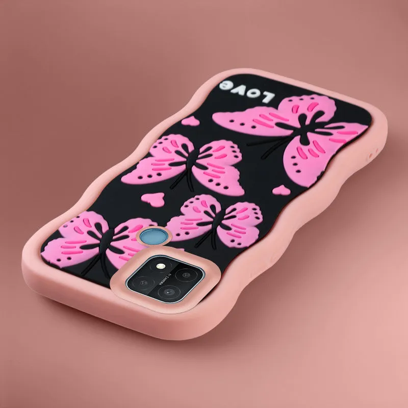 3D Silicone Soft Wave Edges Mobile Back Case For Oppo A15