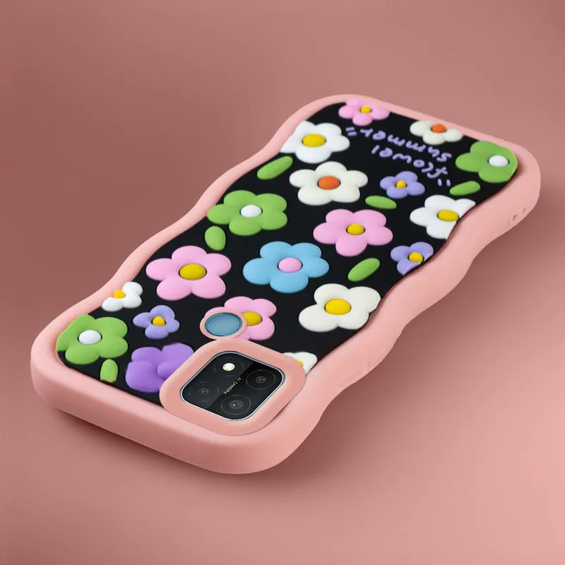 3D Silicone Soft Wave Edges Mobile Back Case For Oppo A15