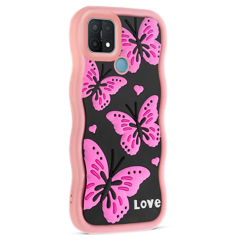 3D Silicone Soft Wave Edges Mobile Back Case For Oppo A15