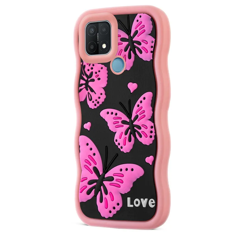 3D Silicone Soft Wave Edges Mobile Back Case For Oppo A15