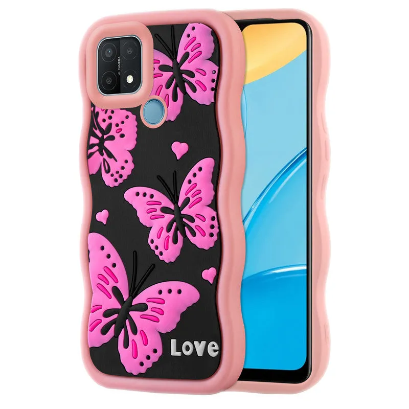 3D Silicone Soft Wave Edges Mobile Back Case For Oppo A15