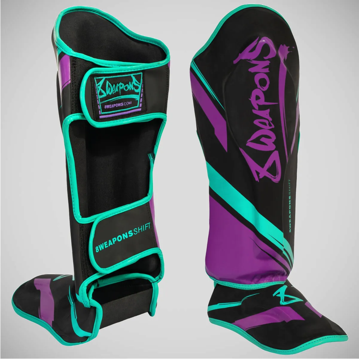 8 Weapons Shift Cyber Shin Guards Black/Pink/Green