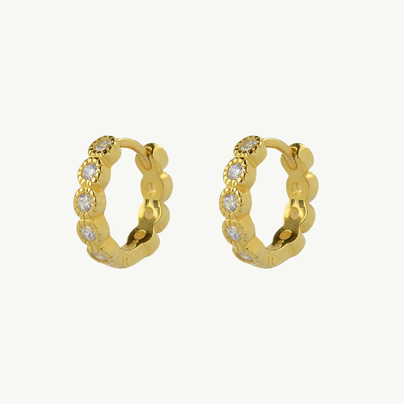 925 CZ REDONDO PILLAR GOLD CLEAR