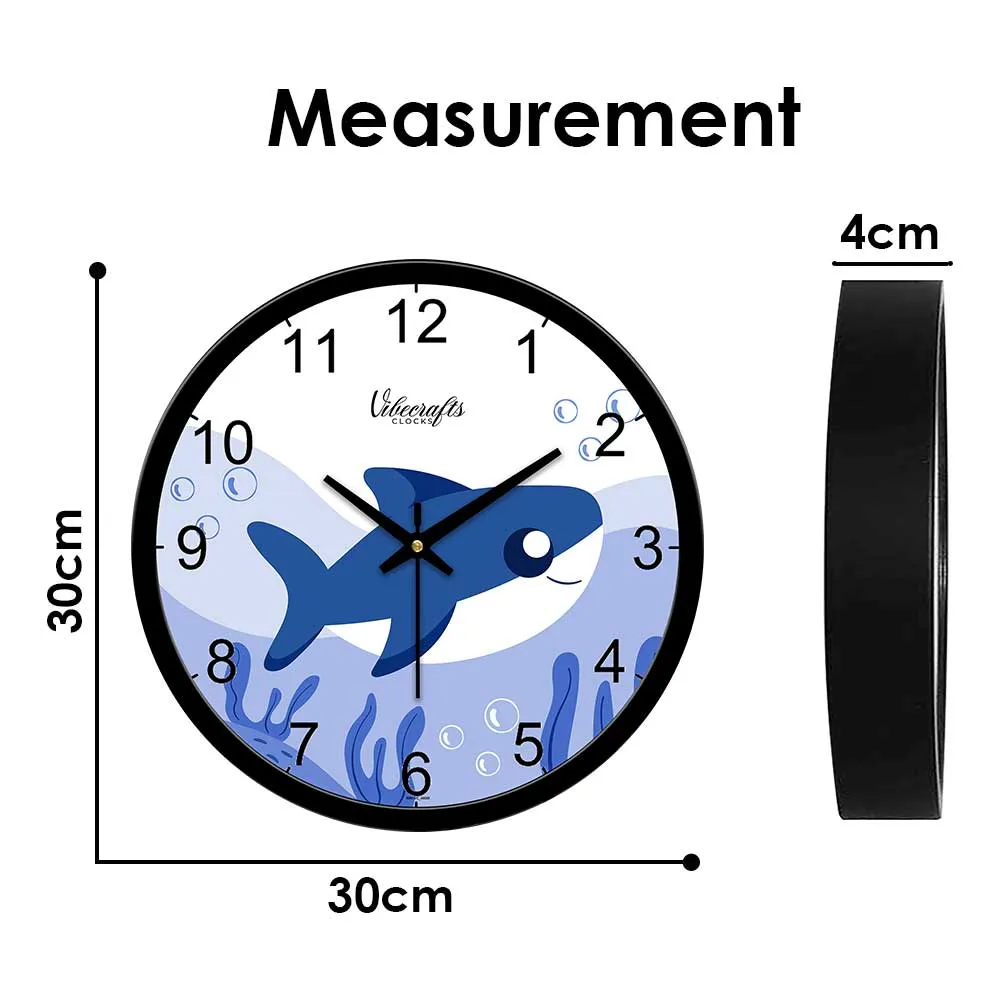 A Big Size Blue Shark Swimming In Sea Designer Wall Clock