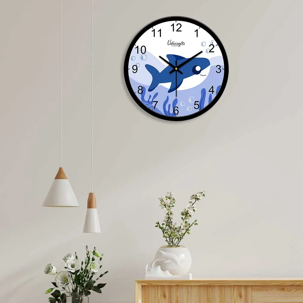 A Big Size Blue Shark Swimming In Sea Designer Wall Clock