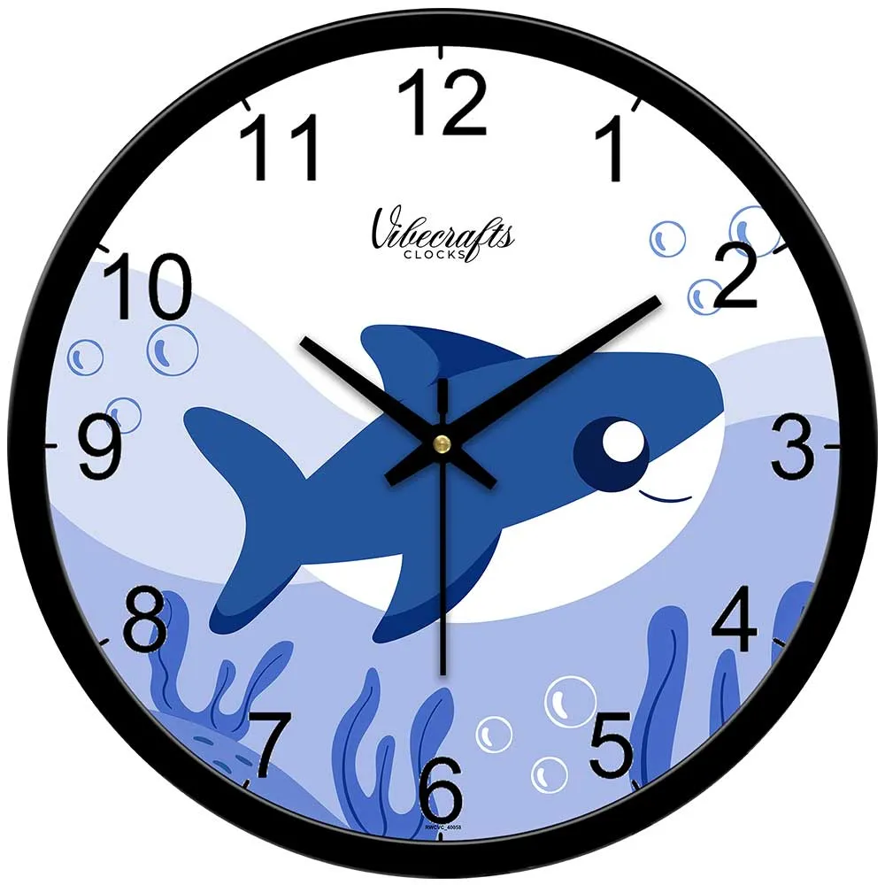 A Big Size Blue Shark Swimming In Sea Designer Wall Clock