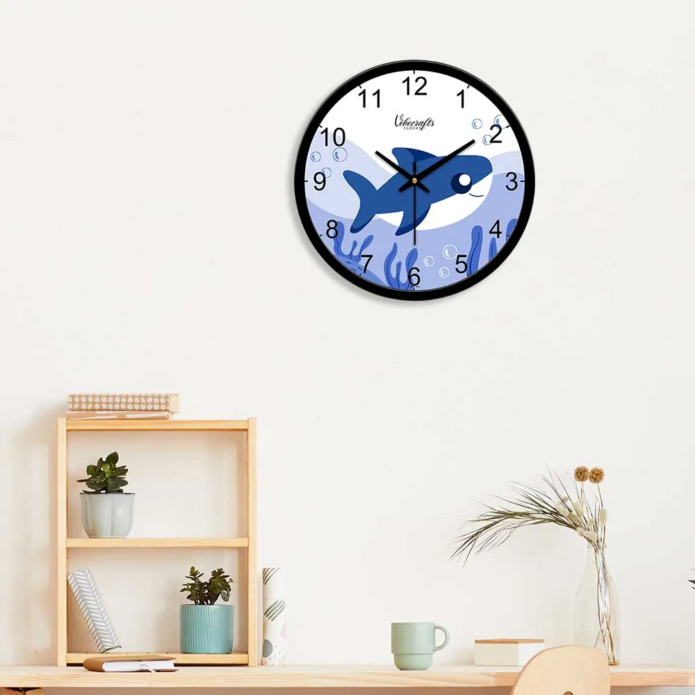 A Big Size Blue Shark Swimming In Sea Designer Wall Clock