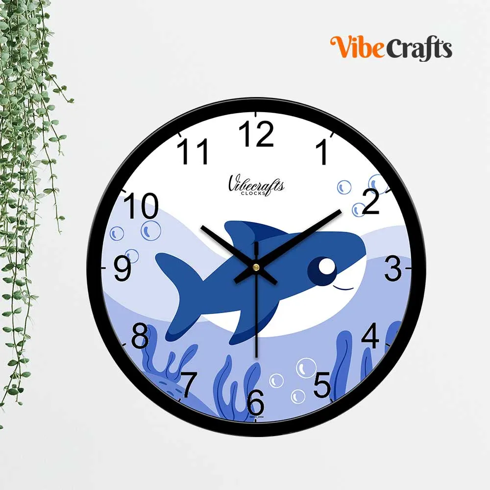 A Big Size Blue Shark Swimming In Sea Designer Wall Clock