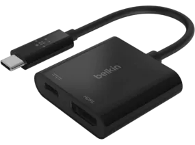 Adaptador - Belkin AVC002BTBK, Cargador, De USB-C a HDMI, Compatible con Apple, Negro