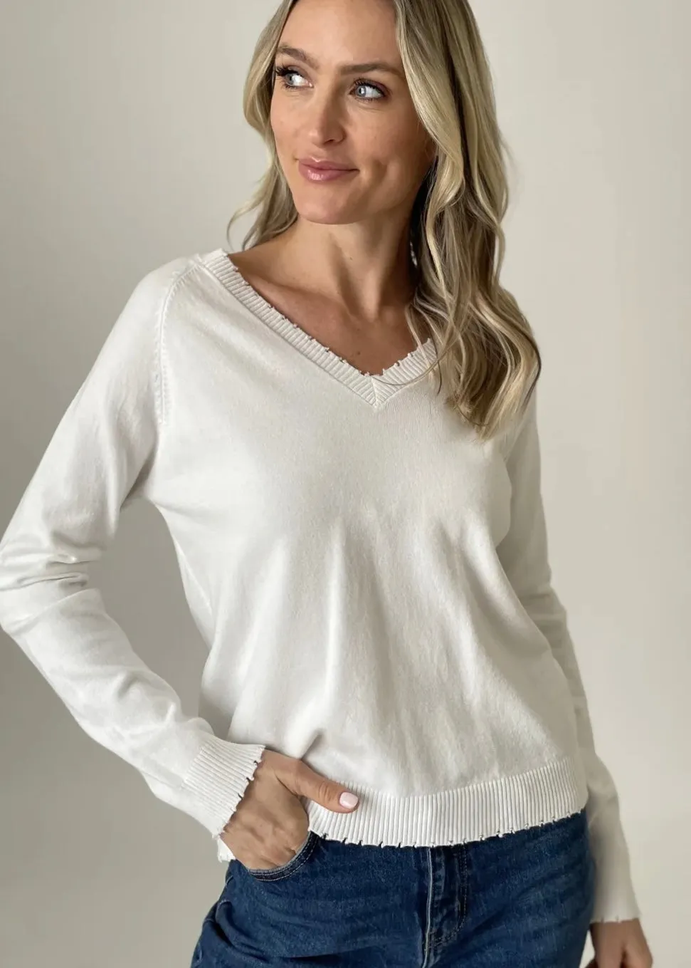 Andrea Distressed Hem Sweater