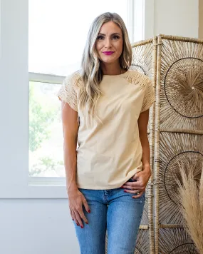 Anne Smocked Shoulder Top - Taupe