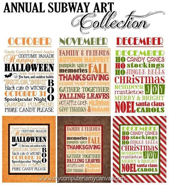 Annual Subway Art Collection PRINTABLES {Discounted Bundle}