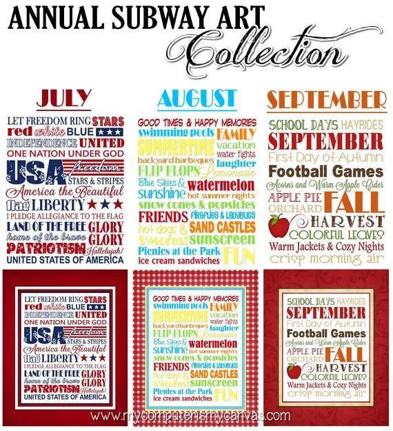 Annual Subway Art Collection PRINTABLES {Discounted Bundle}