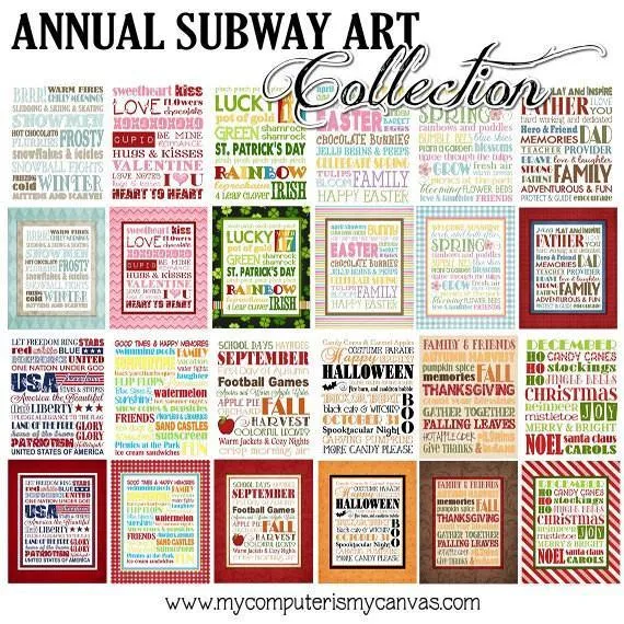 Annual Subway Art Collection PRINTABLES {Discounted Bundle}