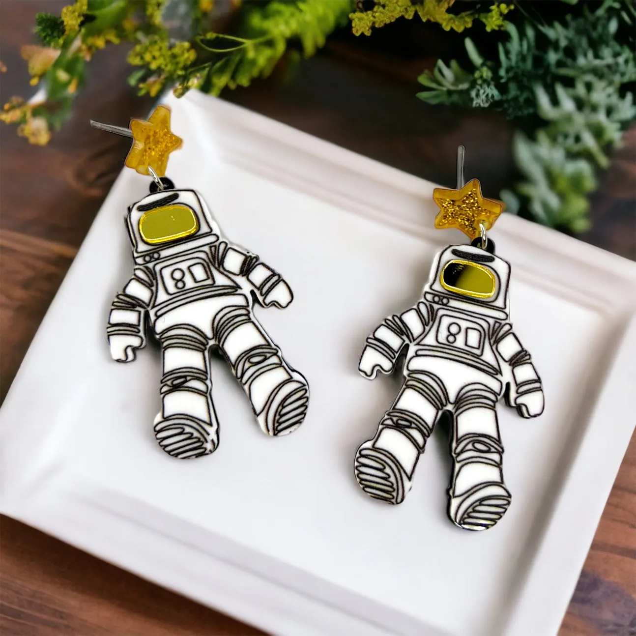 Astronaut Earrings - Space Cowboy, Astronaut Jewelry, Space Costume, Space Earrings, Moon Earrings, Planet Earrings, Space Shuttle