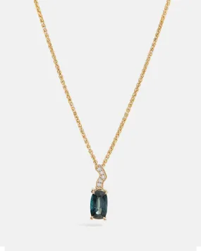 Australian Sapphire Pendant in Fairmined 14K Yellow Gold embellished with lab-grown diamonds