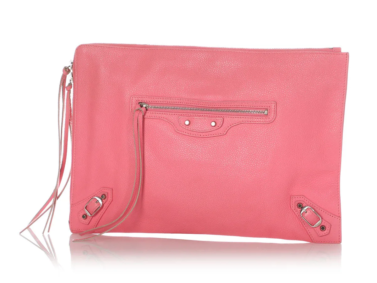 Balenciaga Large Pink Classic Zip Pouch