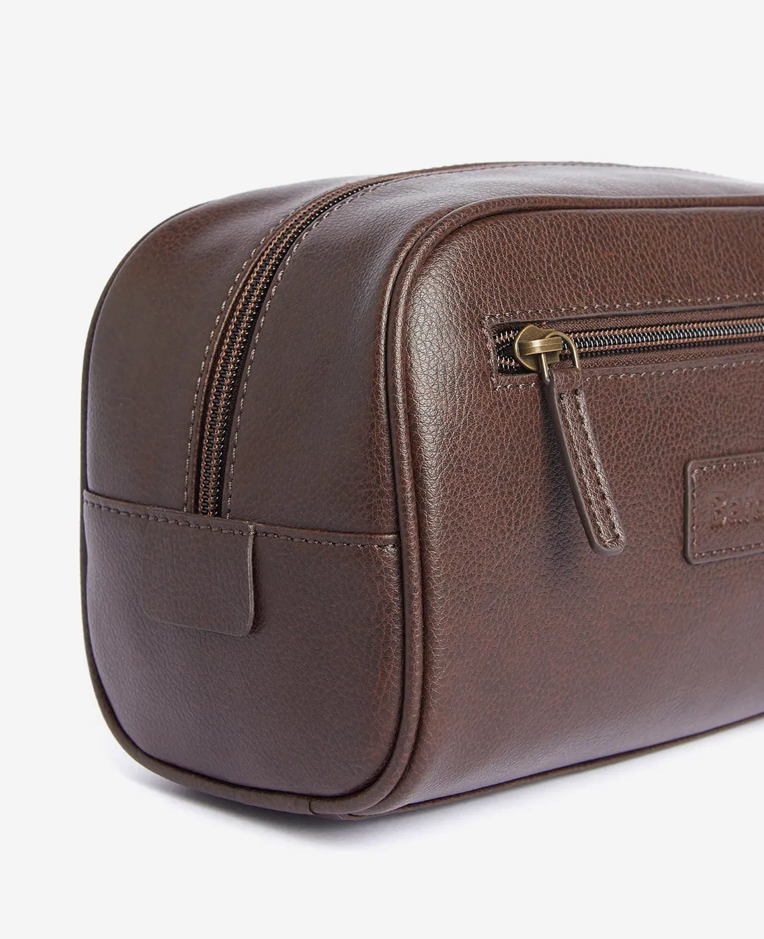 Barbour Leather Washbag Dk. Brown