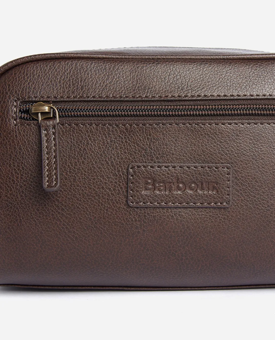 Barbour Leather Washbag Dk. Brown