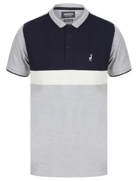 Barge Colour Block Cotton Pique Polo Shirt in Light Grey Marl - Kensington Eastside