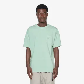 Basic Washed Pocket T-Shirt Slit Green