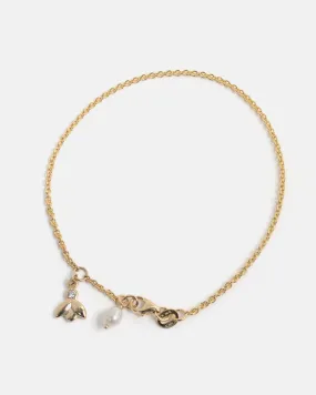 Bee Bracelet in Gold with lab grown Diamond & Pearl