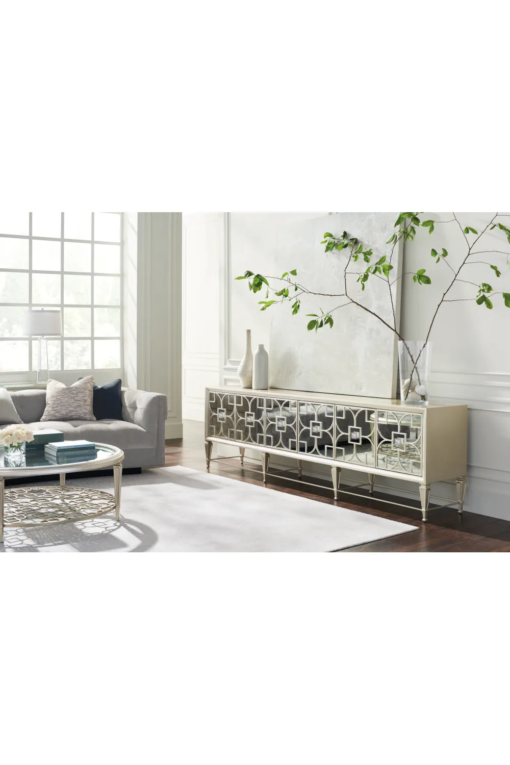 Bevelled Glass Coffee Table | Caracole Social Gathering