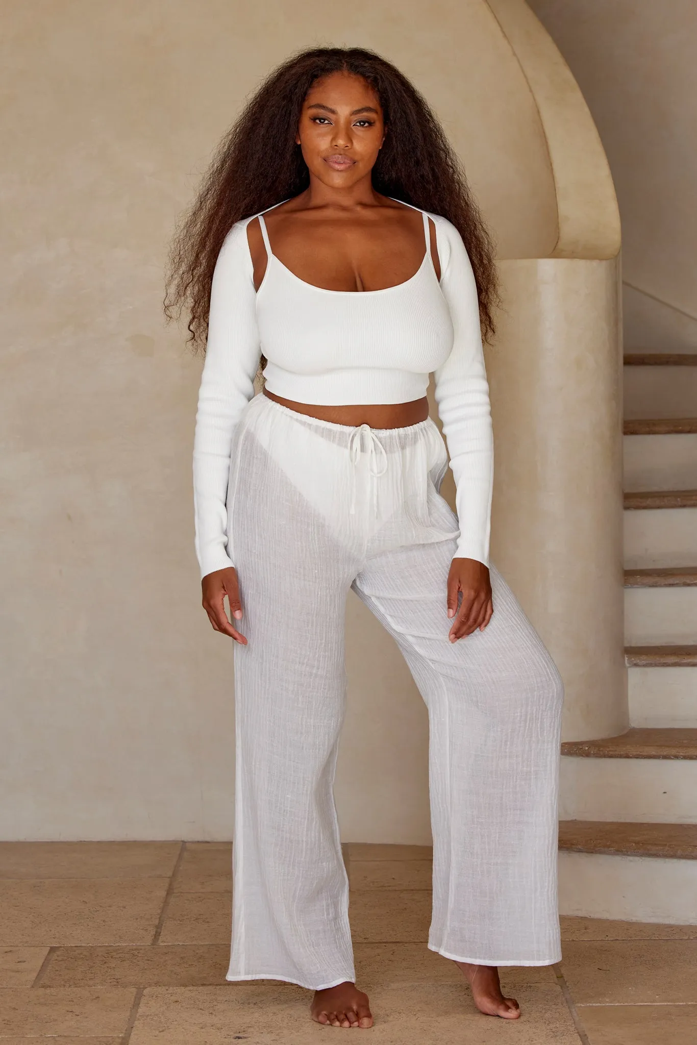 Beverly Hills Knitwear Top - White Rib