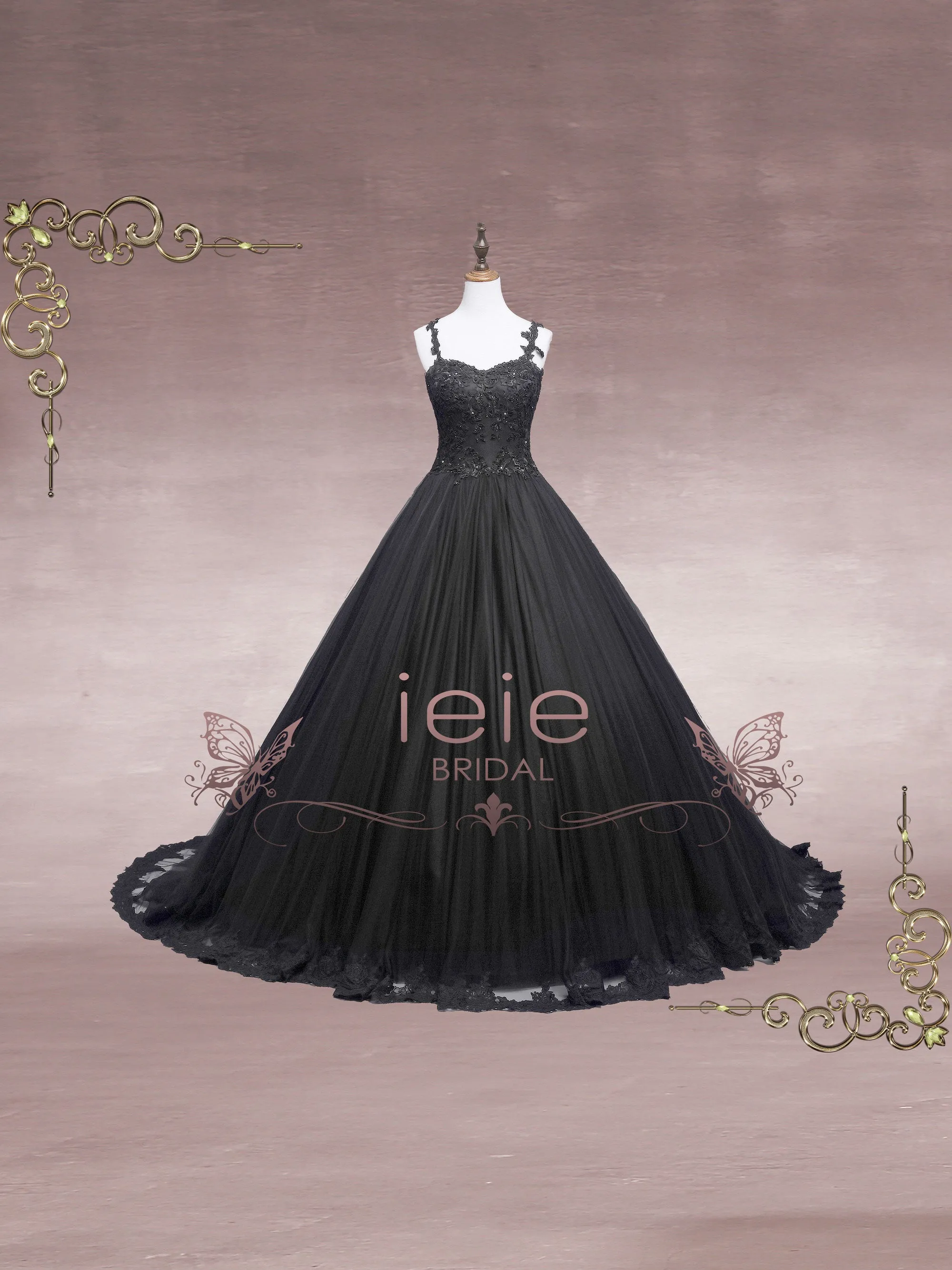 Black Lace Ball Gown Wedding Dress FAITH