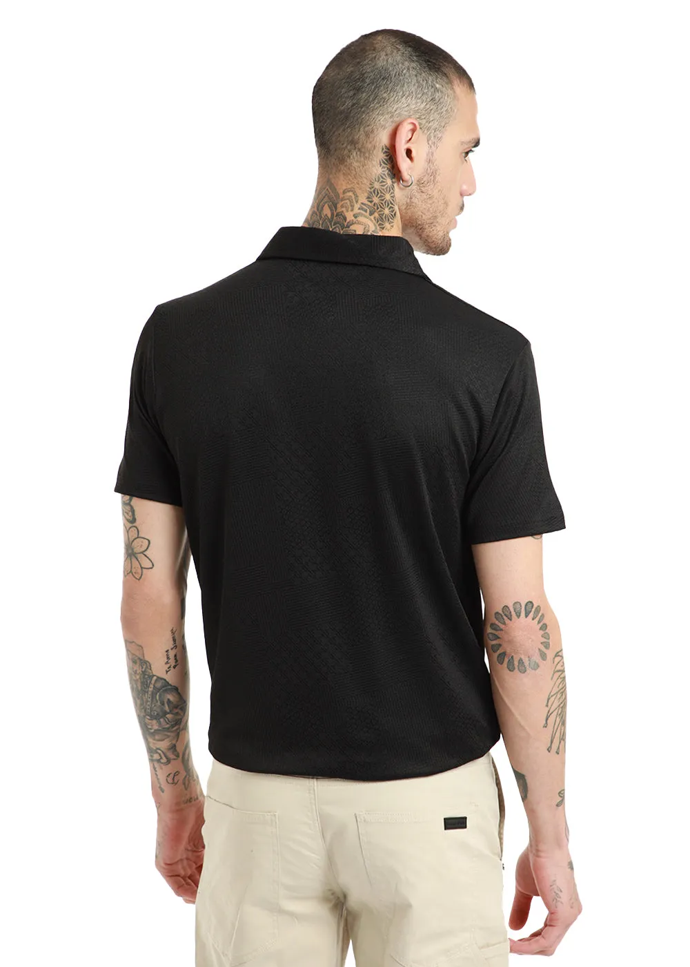 Black Structured Polo T-shirt