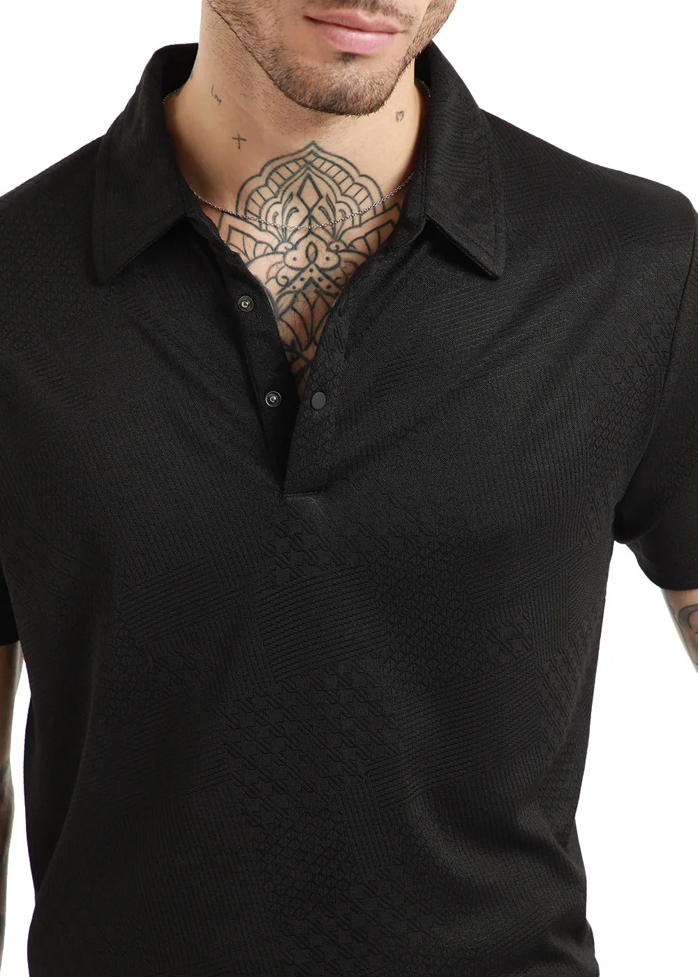 Black Structured Polo T-shirt