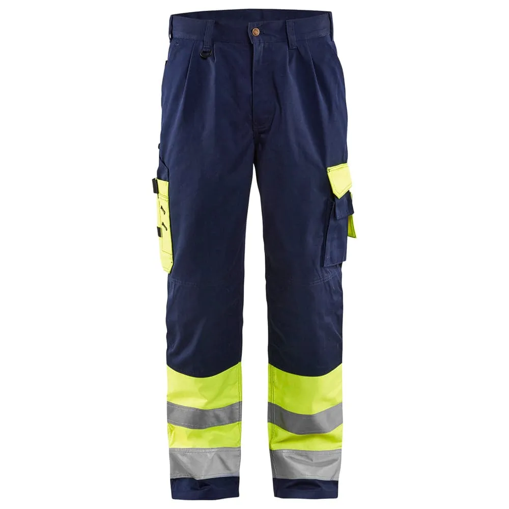 Blaklader 1584 Hi-Vis Professional Drivers Work Trousers Blue / Yellow