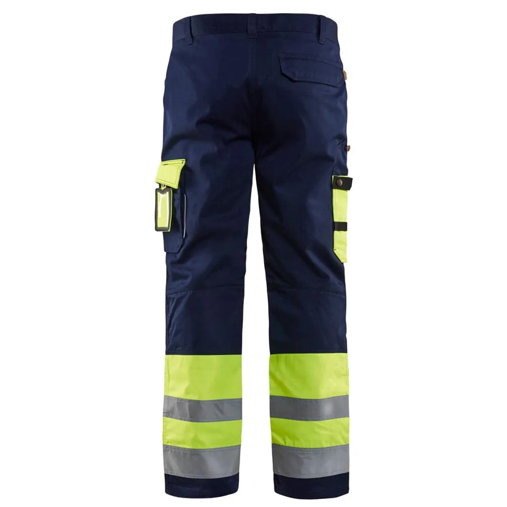 Blaklader 1584 Hi-Vis Professional Drivers Work Trousers Blue / Yellow