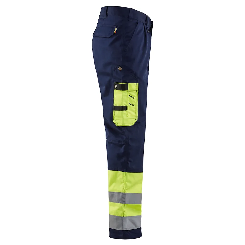 Blaklader 1584 Hi-Vis Professional Drivers Work Trousers Blue / Yellow