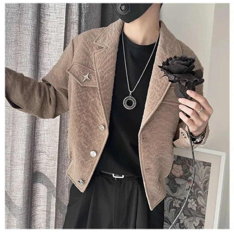 BONSIR  -  High Quality Spring Large Lapel Jacket Casual Jacquard Coat Business Men Jackets Costume Homme Vintage Jacket