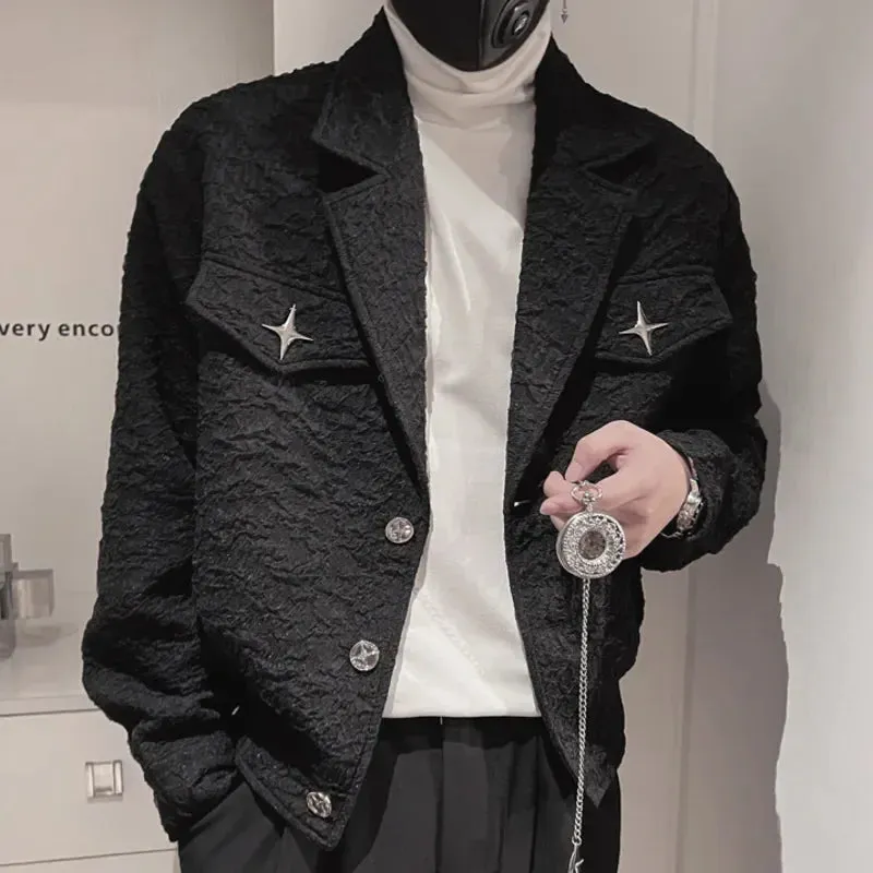 BONSIR  -  High Quality Spring Large Lapel Jacket Casual Jacquard Coat Business Men Jackets Costume Homme Vintage Jacket