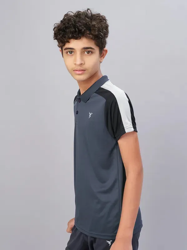 Boys Colorblock Slim Fit Polo T-shirt with TECHNO COOL