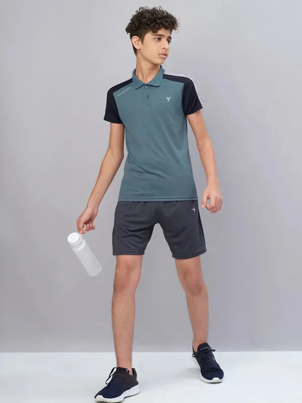 Boys Colorblock Slim Fit Polo T-shirt with TECHNO COOL