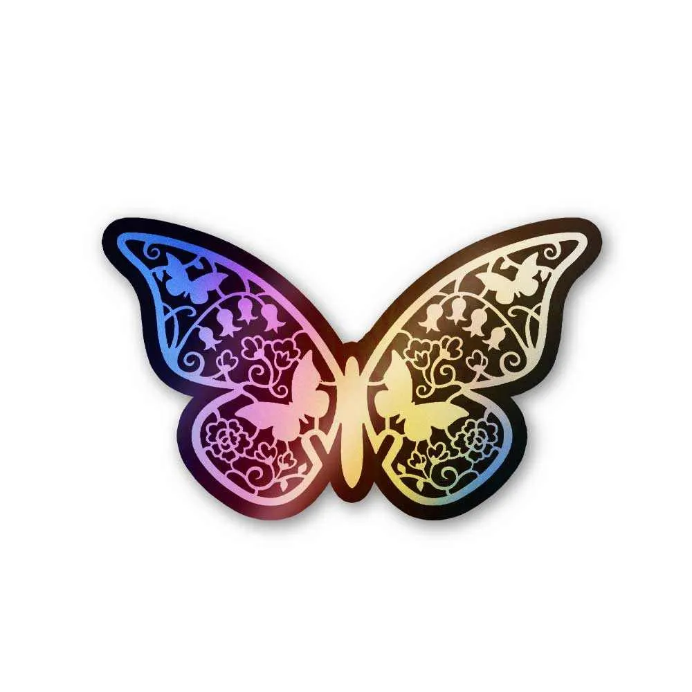 Butterfly with mini butterfly Holographic Stickers