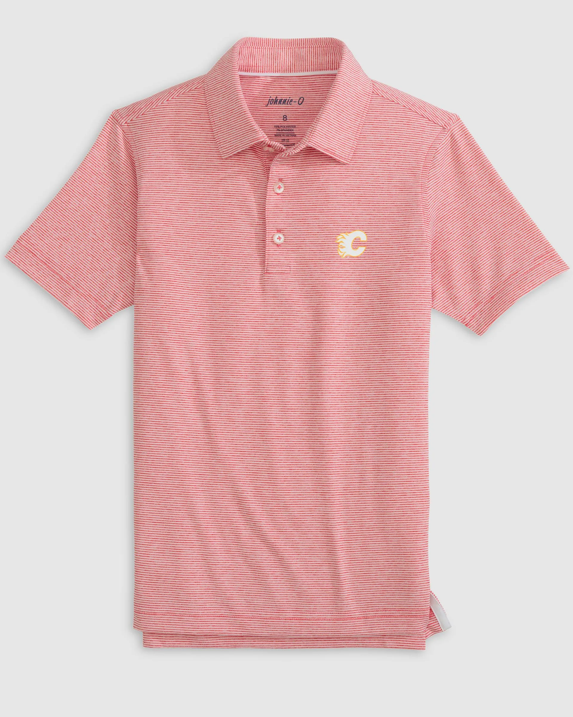 Calgary Flames Lyndonn Jr. Striped Jersey Performance Polo